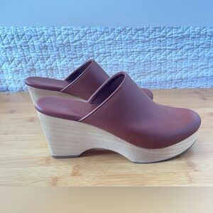 Everlane Size 7.5 brown clogs with wooden platform